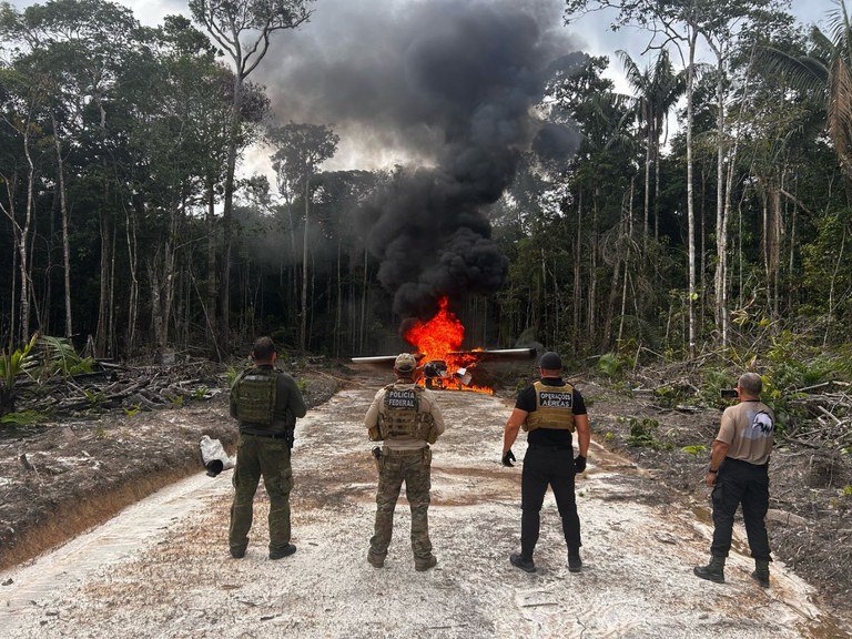 Força-tarefa destrói aeronaves do tráfico e prende piloto com 250 kg de drogas