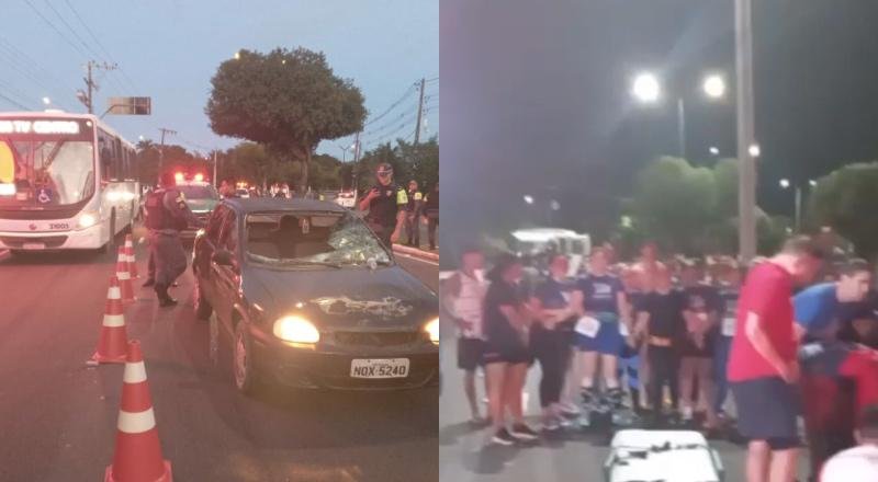 Motorista bêbado atropela cinco atletas durante corrida do Dia do Trabalhador na Ponta Negra