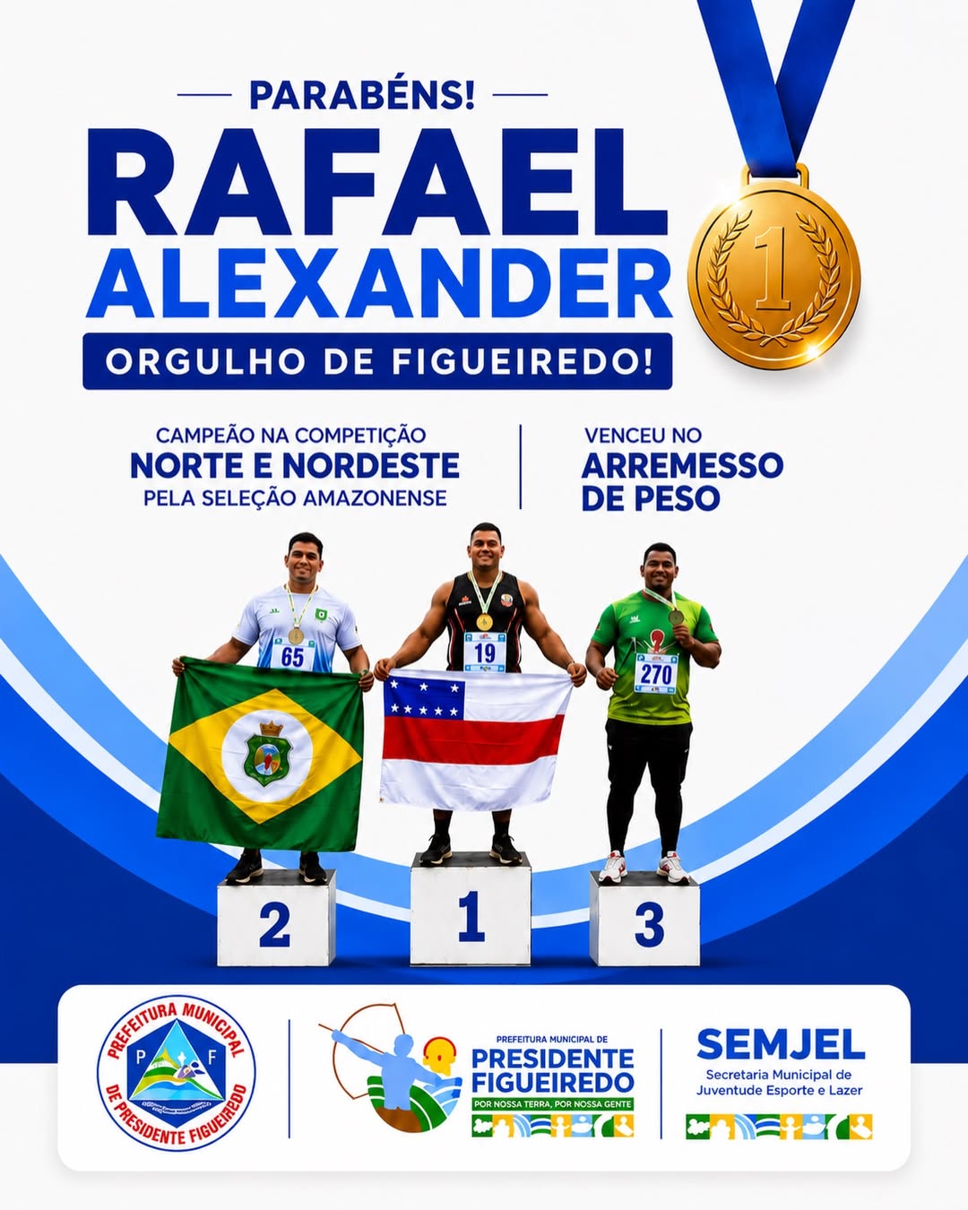 Medalha de ouro destaca evolução esportiva de Presidente Figueiredo